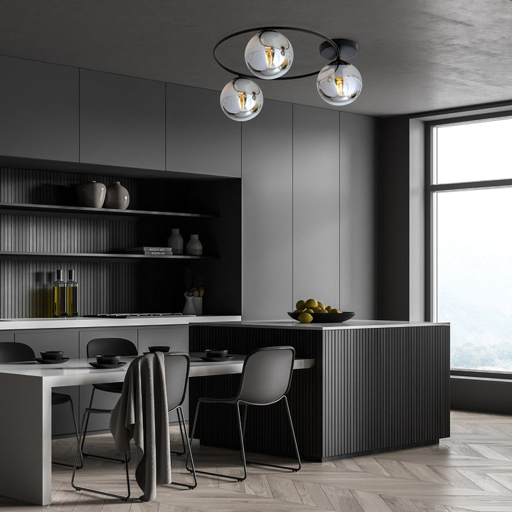 Sopra taklampe 3-lys - Svart/Røykfarget-Taklamper-Emibig-Svart / Røyk-1256/3-Lightup.no