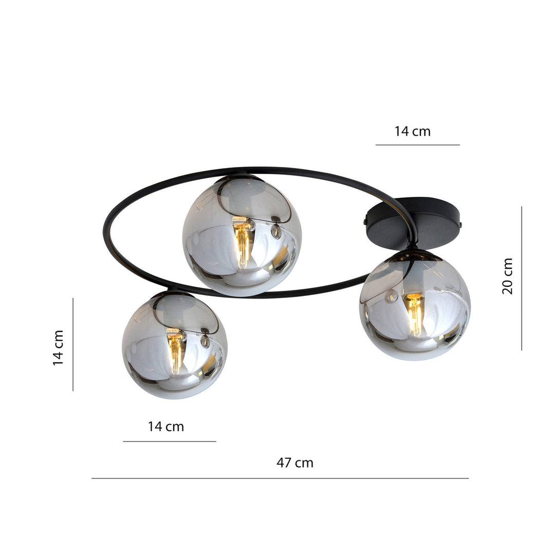 Sopra taklampe 3-lys - Svart/Røykfarget-Taklamper-Emibig-Svart / Røyk-1256/3-Lightup.no