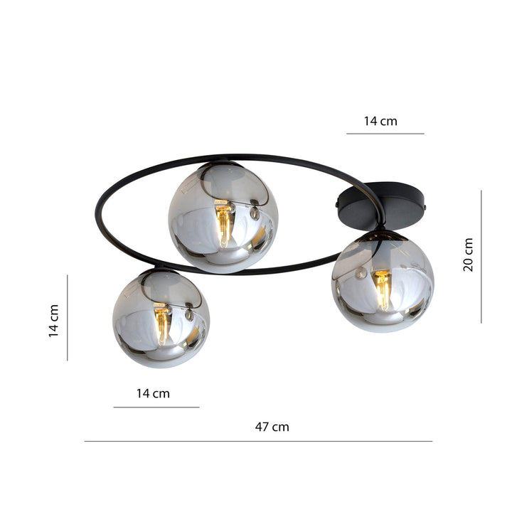 Sopra taklampe 3-lys - Svart/Røykfarget-Taklamper-Emibig-Svart / Røyk-1256/3-Lightup.no