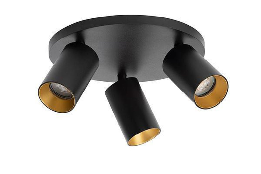 Spoton Circle takspot 3 lys GU10 - Svart / Gull - 2-310-03-2-4 - Lightup.no