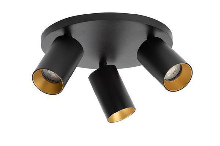 Spoton Circle takspot 3 lys GU10 - Svart / Gull - 2-310-03-2-4 - Lightup.no