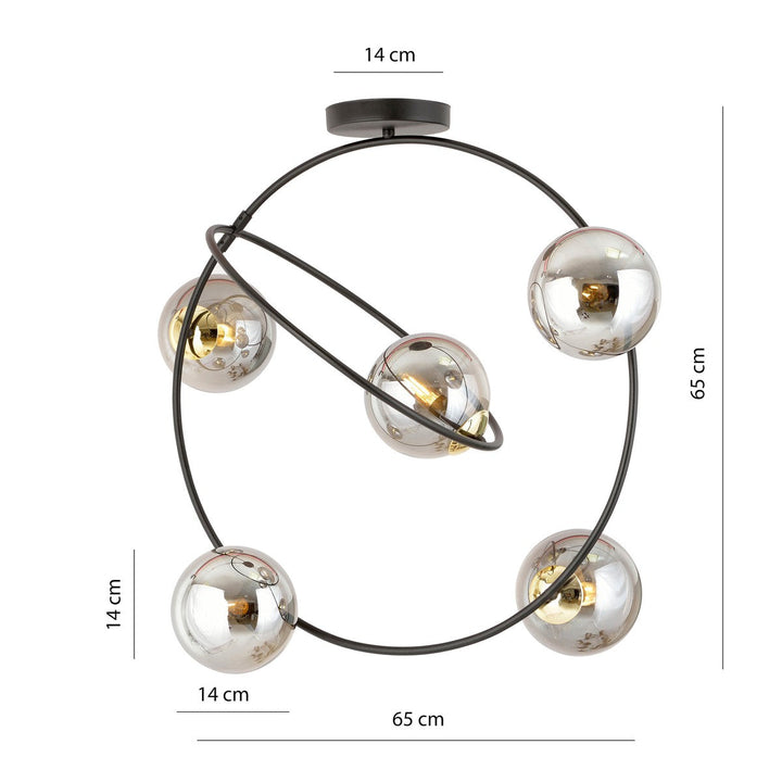 Stardom taklampe 5-lys-Taklamper-Emibig-Svart/Røykfarget-1292/5-Lightup.no