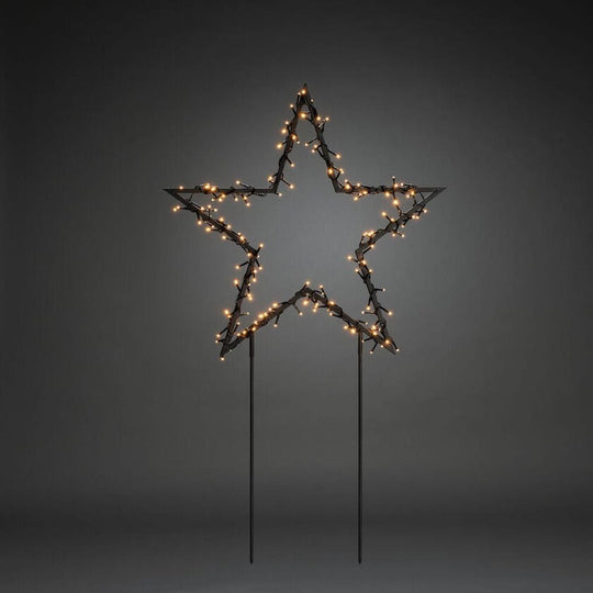 Stjerne på pinne med 150 LED utendørs – 65 cm-Julebelysning dekor og pynt ute-Konstsmide-Svart-4463-800-Lightup.no