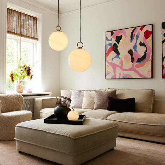 Stockholm takpendel Ø24 cm-Takpendler-Halo Designs-Opal/Marmorbrun-5705639745609-Lightup.no