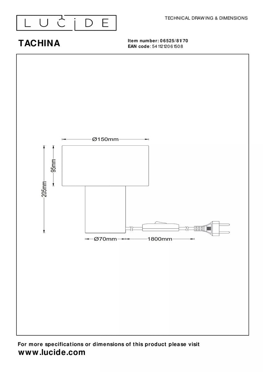 Tachina bordlampe 20,5 cm-Bordlamper-Lucide-Tre / Natur-LC06525/81/70-Lightup.no