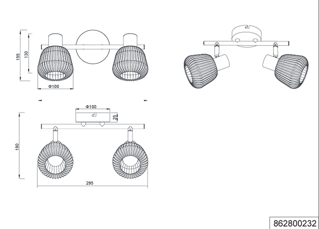 Tarifa taklampe 2-lys-Takpendler-Trio Lighting-Svart-Trl__862800232-Lightup.no