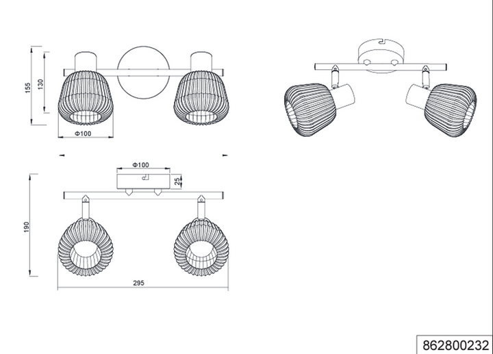 Tarifa taklampe 2-lys-Takpendler-Trio Lighting-Svart-Trl__862800232-Lightup.no