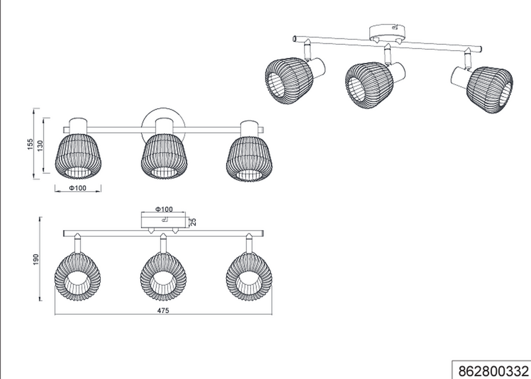 Tarifa taklampe 3-lys-Takpendler-Trio Lighting-Svart-Trl__862800332-Lightup.no