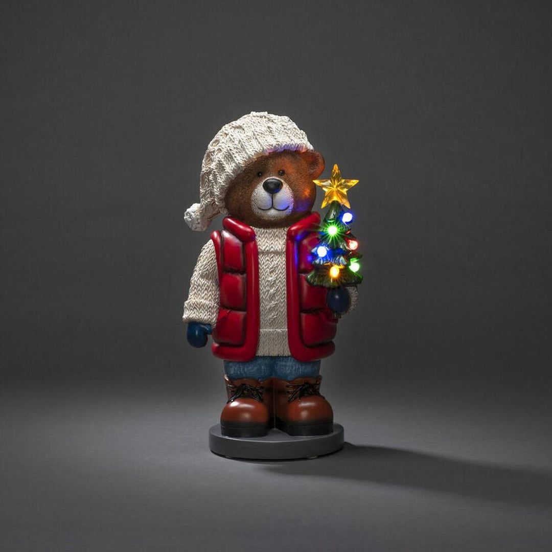 Teddybjørn med 8 LED og timer – 38,5 cm-Julebelysning dekor og pynt-Konstsmide-Flerfarget-4247-000-Lightup.no