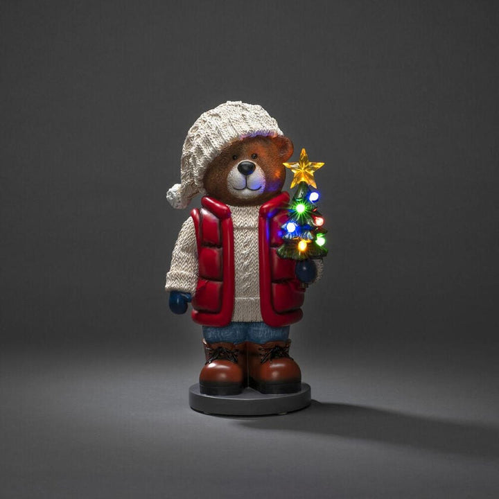 Teddybjørn med 8 LED og timer – 38,5 cm-Julebelysning dekor og pynt-Konstsmide-Flerfarget-4247-000-Lightup.no