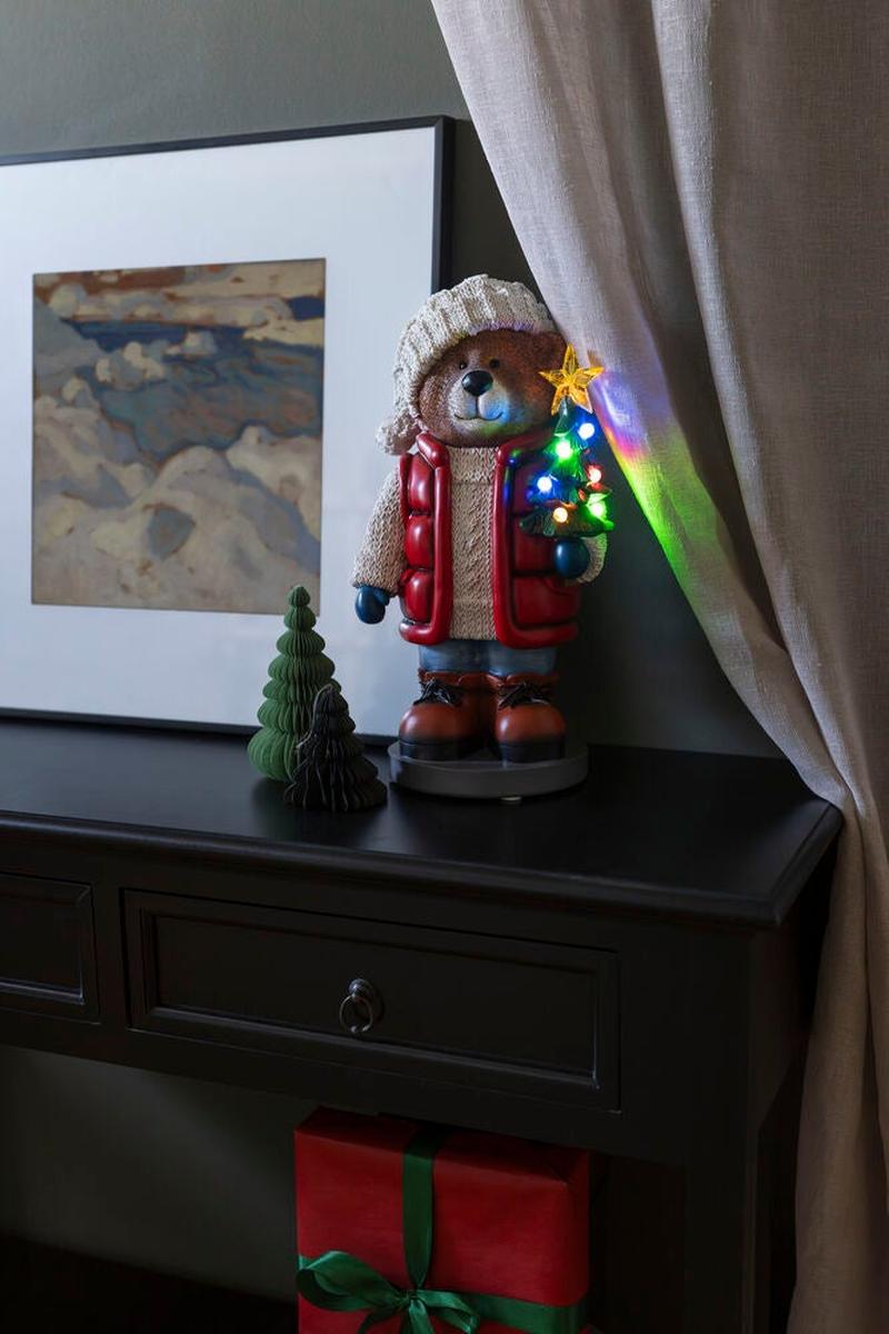 Teddybjørn med 8 LED og timer – 38,5 cm-Julebelysning dekor og pynt-Konstsmide-Flerfarget-4247-000-Lightup.no