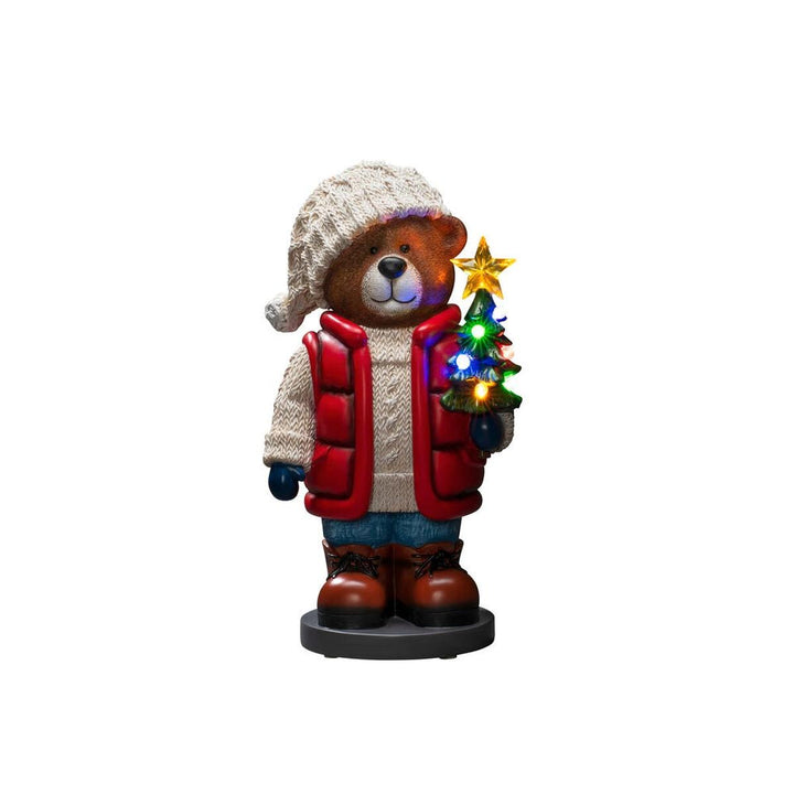 Teddybjørn med 8 LED og timer – 38,5 cm-Julebelysning dekor og pynt-Konstsmide-Flerfarget-4247-000-Lightup.no