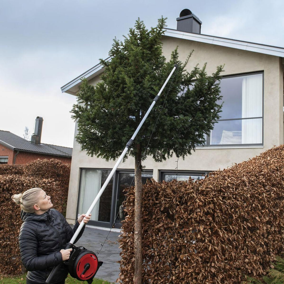 Teleskopstang for oppheng av lysslynger – 156–360 cm-Tilbehør-Konstsmide-Svart/sølv-3825-900-Lightup.no