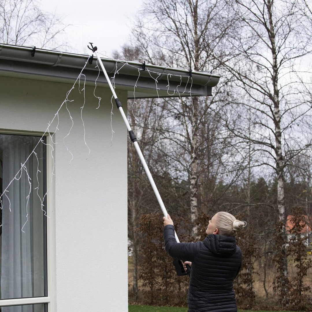 Teleskopstang for oppheng av lysslynger – 156–360 cm-Tilbehør-Konstsmide-Svart/sølv-3825-900-Lightup.no