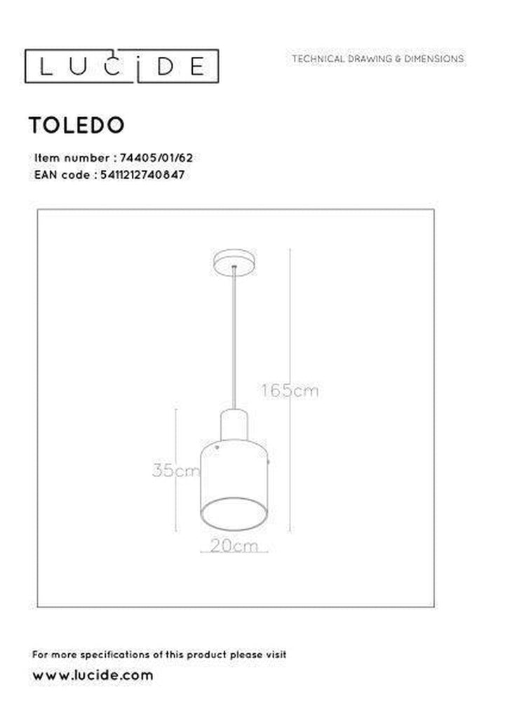 Toledo takpendel 20 cm - Amber-Takpendler-Lucide-LC74405/01/62-Lightup.no