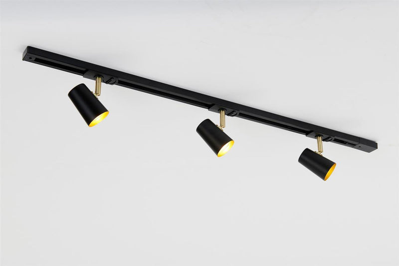 Trackline Conic spotskinne 1 meter 3 spot - Svart/Gull-Spotskinner 230V-Ms - belysning-9400914007-Lightup.no