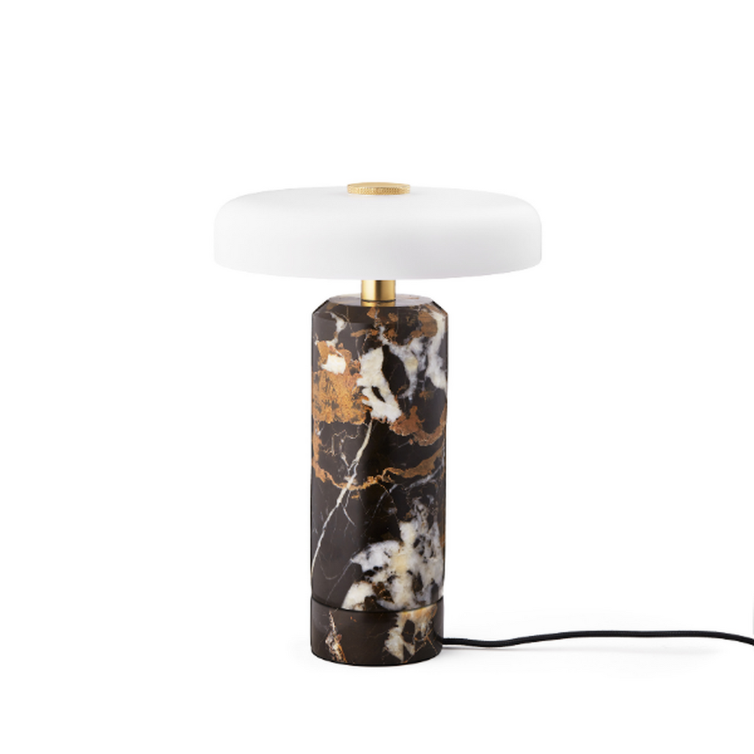 Trip oppladbar bordlampe - Dark Clay marmor/Hvit skjerm-Bordlamper-Design by Us-Des__21208-Lightup.no