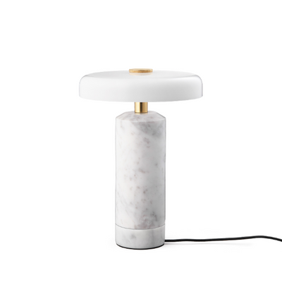 Trip oppladbar bordlampe - Hvit marmor/Hvit skjerm-Bordlamper-Design by Us-Des__21204-Lightup.no
