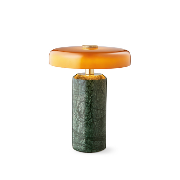 Trip oppladbar bordlampe - Moss marmor/Orange blank skjerm-Bordlamper-Design by Us-Grønn marmor / Oransje-Des__21201-Lightup.no