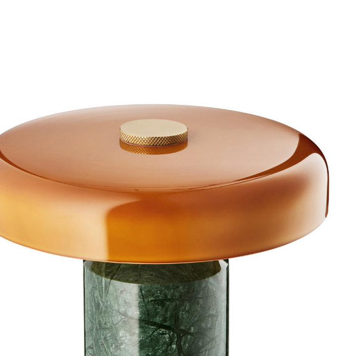 Trip oppladbar bordlampe - Moss marmor/Orange blank skjerm-Bordlamper-Design by Us-Grønn marmor / Oransje-Des__21201-Lightup.no