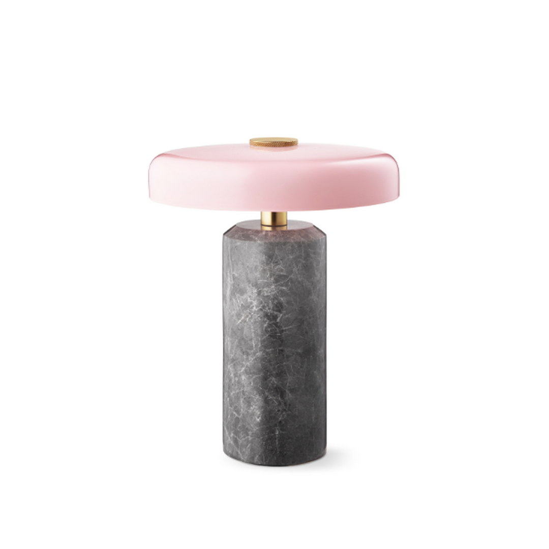 Trip oppladbar bordlampe - Sølv marmor/Rosa blank skjerm-Bordlamper-Design by Us-Des__21203-Lightup.no