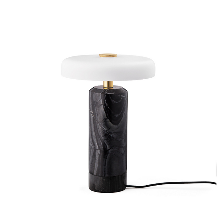 Trip oppladbar bordlampe - Sort marmor/Hvit skjerm-Bordlamper-Design by Us-Hvit-Des__21205-Lightup.no