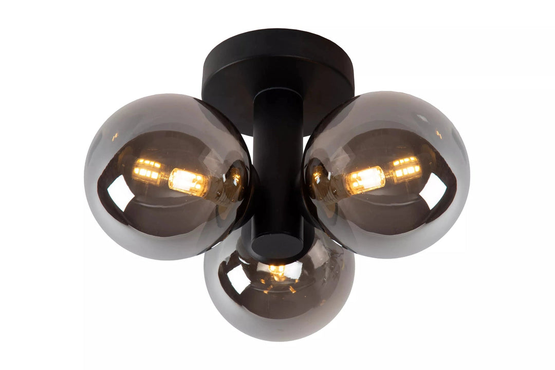 Trudy taklampe 28cm 3-lys IP44-Taklamper-Lucide-Svart / Røyk-LC74116/03/30-Lightup.no