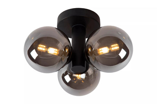 Trudy taklampe 28cm 3-lys IP44-Taklamper-Lucide-Svart / Røyk-LC74116/03/30-Lightup.no