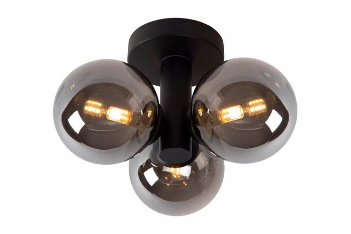 Trudy taklampe 28cm 3-lys IP44-Taklamper-Lucide-Svart / Røyk-LC74116/03/30-Lightup.no