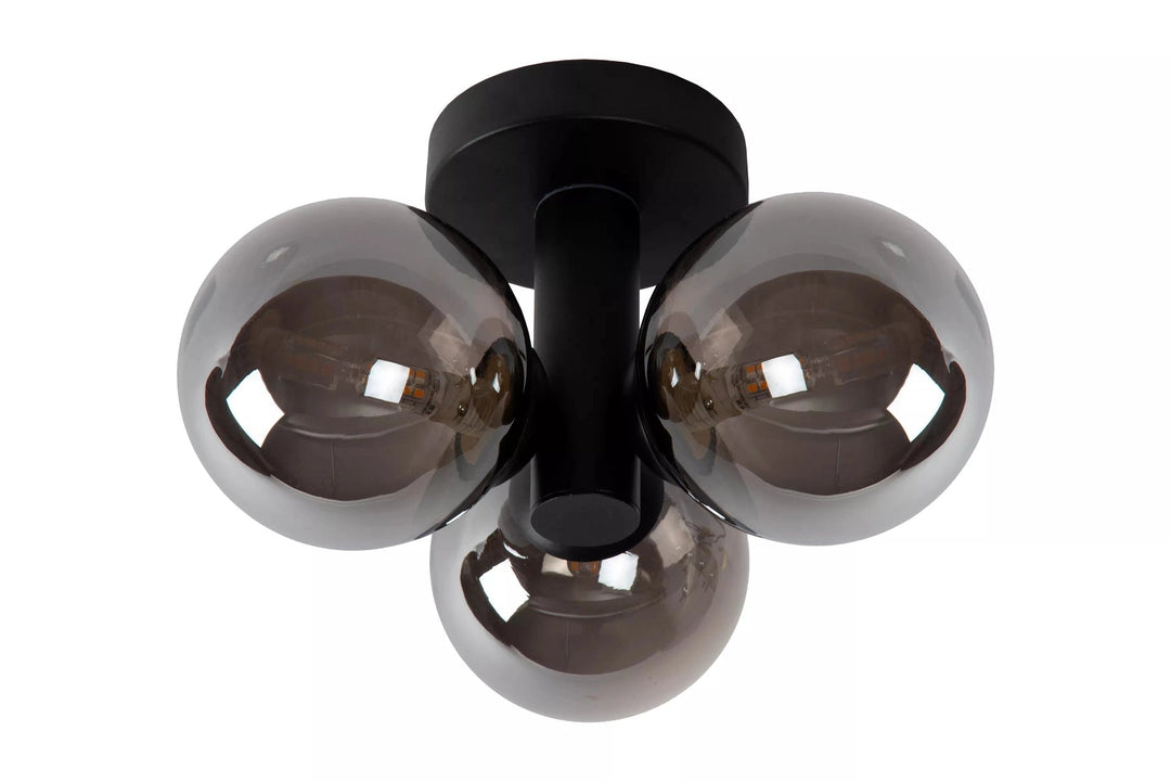 Trudy taklampe 28cm 3-lys IP44-Taklamper-Lucide-Svart / Røyk-LC74116/03/30-Lightup.no