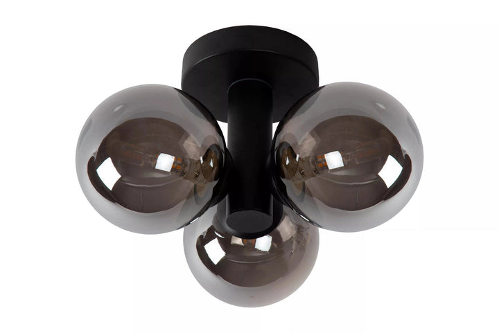 Trudy taklampe 28cm 3-lys IP44-Taklamper-Lucide-Svart / Røyk-LC74116/03/30-Lightup.no