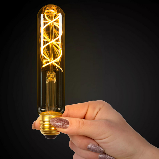 Tube E27 Filament LED T32 5W 2200K 15 cm dimbar - Amber-LED-pære E27 sokkel-Lucide-LC49035/05/62-Lightup.no