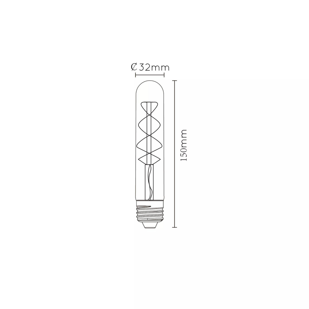 Tube E27 Filament LED T32 5W 2200K 15 cm dimbar - Amber-LED-pære E27 sokkel-Lucide-LC49035/05/62-Lightup.no