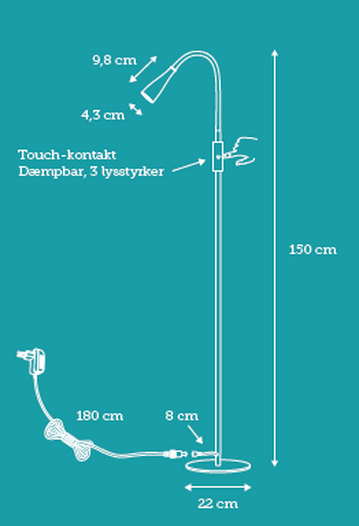 Twist gulvlampe 3W 3000K 3 step dim - Svart-Gulvlamper-Nielsen Light-NL-351048-Lightup.no