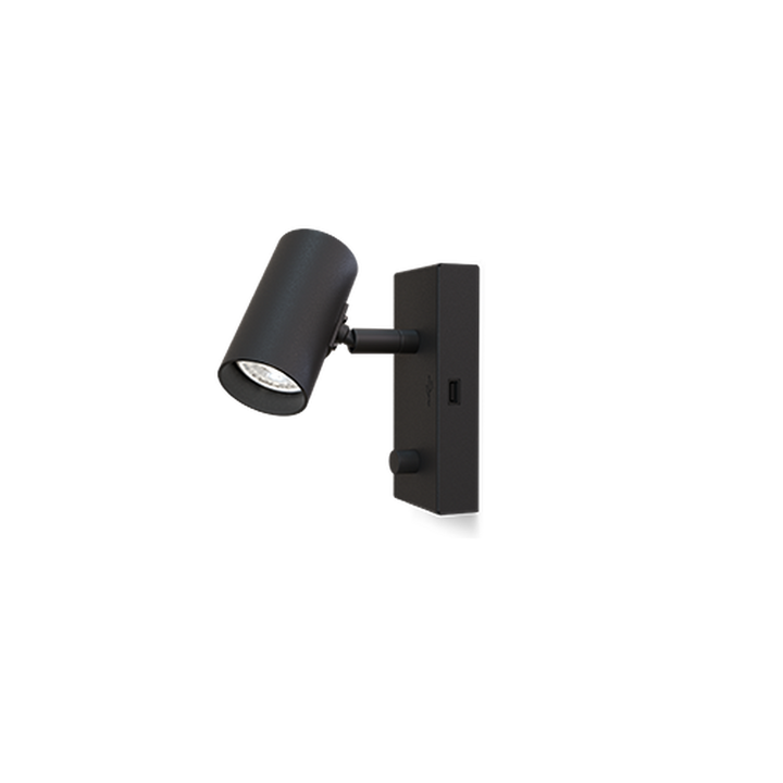 Tyson vegglampe m/USB høyre side dimbar - Svart-Vegglamper-Belid-507908624-Lightup.no