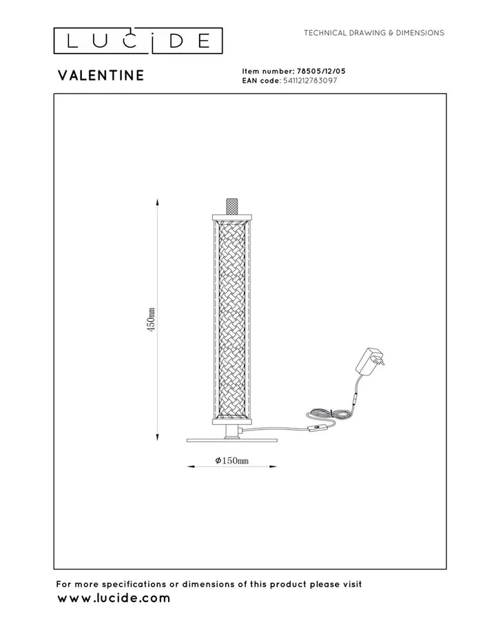 Valentine bordlampe 15W 45 cm 2200/3000 kelvin - Dimbar-Bordlamper-Lucide-Champagne-LC78505/12/05-Lightup.no