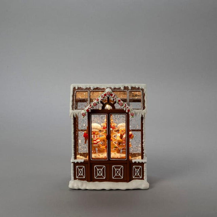 Vannfylt lykt pepperkakehus-Julebelysning dekor og pynt-Konstsmide-Brun-4313-600-Lightup.no