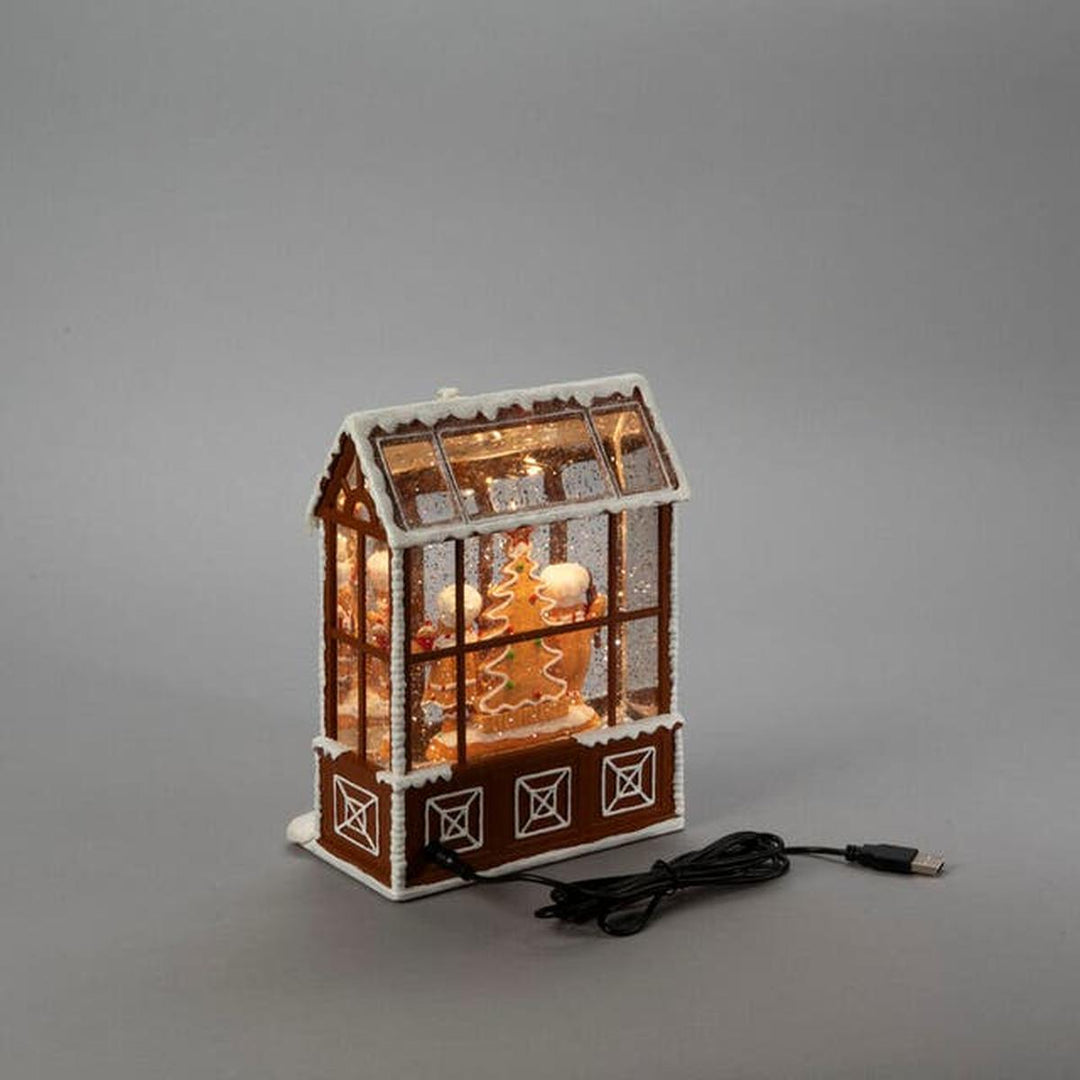 Vannfylt lykt pepperkakehus-Julebelysning dekor og pynt-Konstsmide-Brun-4313-600-Lightup.no