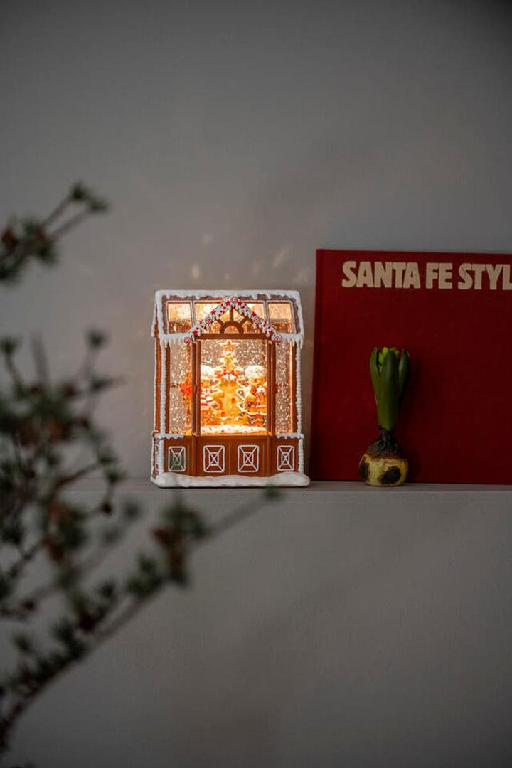 Vannfylt lykt pepperkakehus-Julebelysning dekor og pynt-Konstsmide-Brun-4313-600-Lightup.no