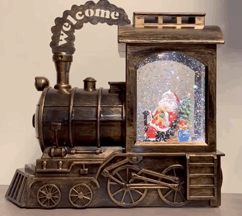 Vannfylt lykt tog nisse med gaver-Julebelysning dekor og pynt-Trend Collection-Antikk-25808-Lightup.no