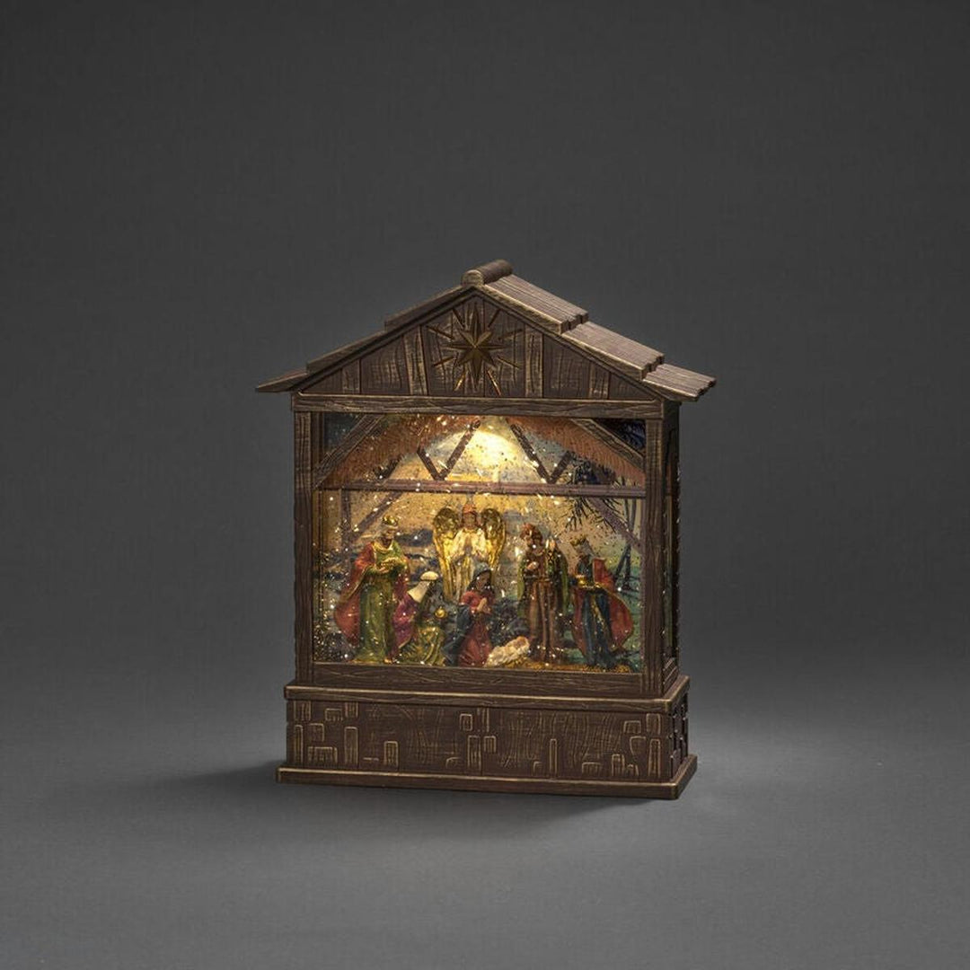 Vannlykt med julekrybbe og timer-Julebelysning dekor og pynt-Konstsmide-Brun-4274-000-Lightup.no