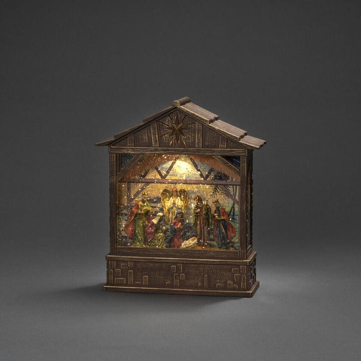 Vannlykt med julekrybbe og timer-Julebelysning dekor og pynt-Konstsmide-Brun-4274-000-Lightup.no