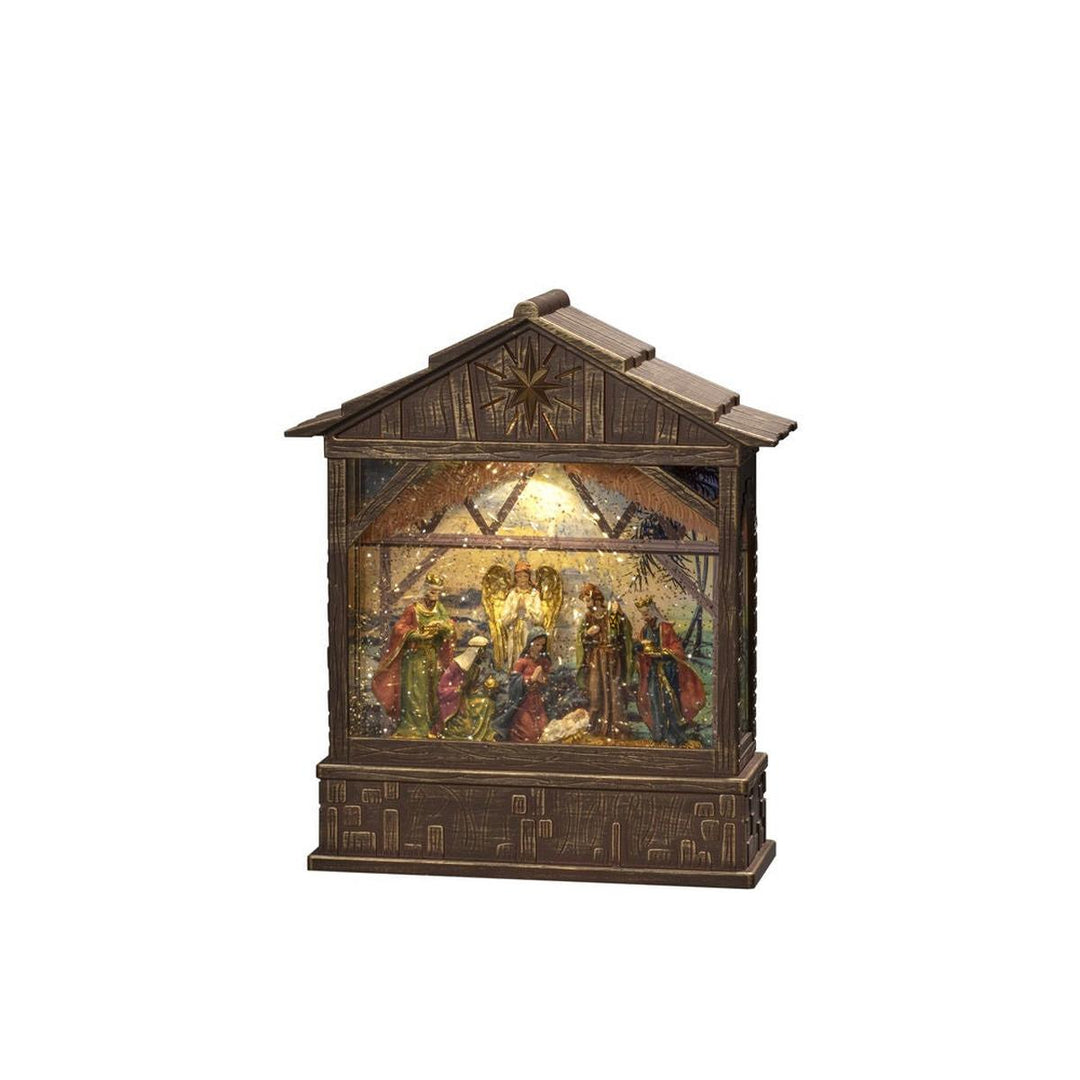Vannlykt med julekrybbe og timer-Julebelysning dekor og pynt-Konstsmide-Brun-4274-000-Lightup.no