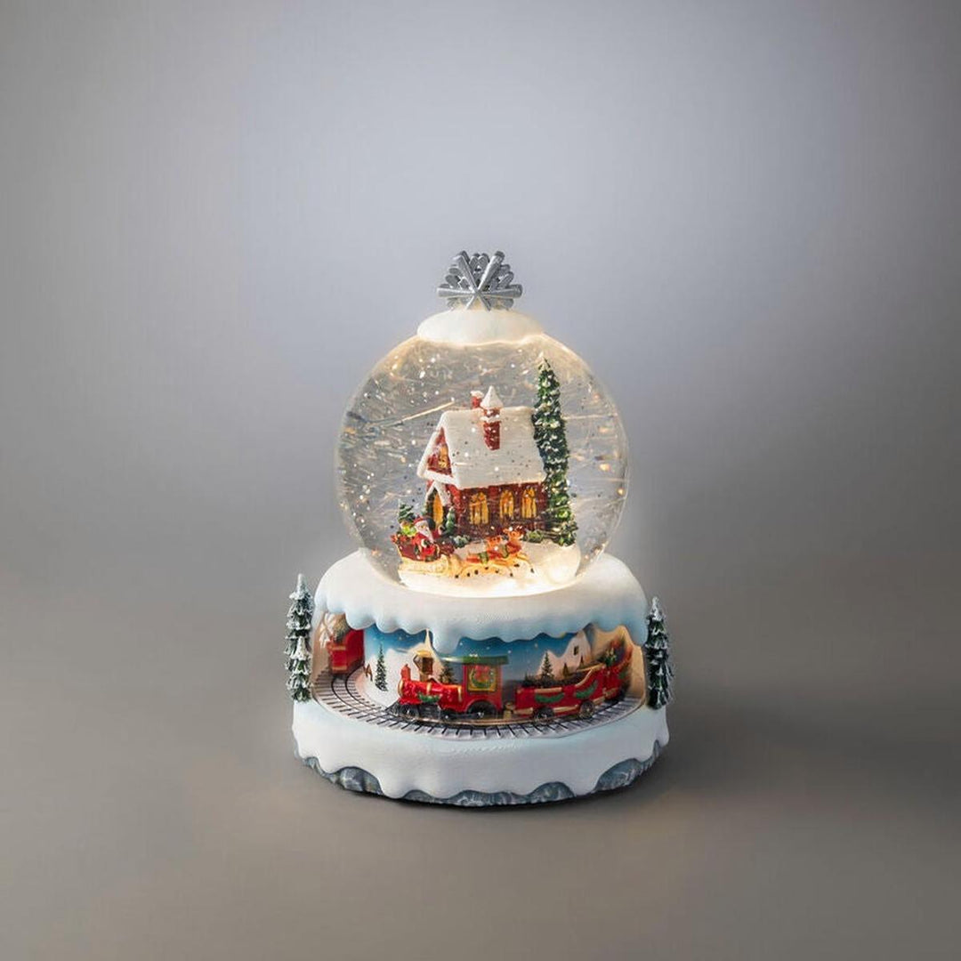 Vannlykt med nisse, roterende tog og musikk-Julebelysning dekor og pynt-Konstsmide-Hvit-4324-000-Lightup.no