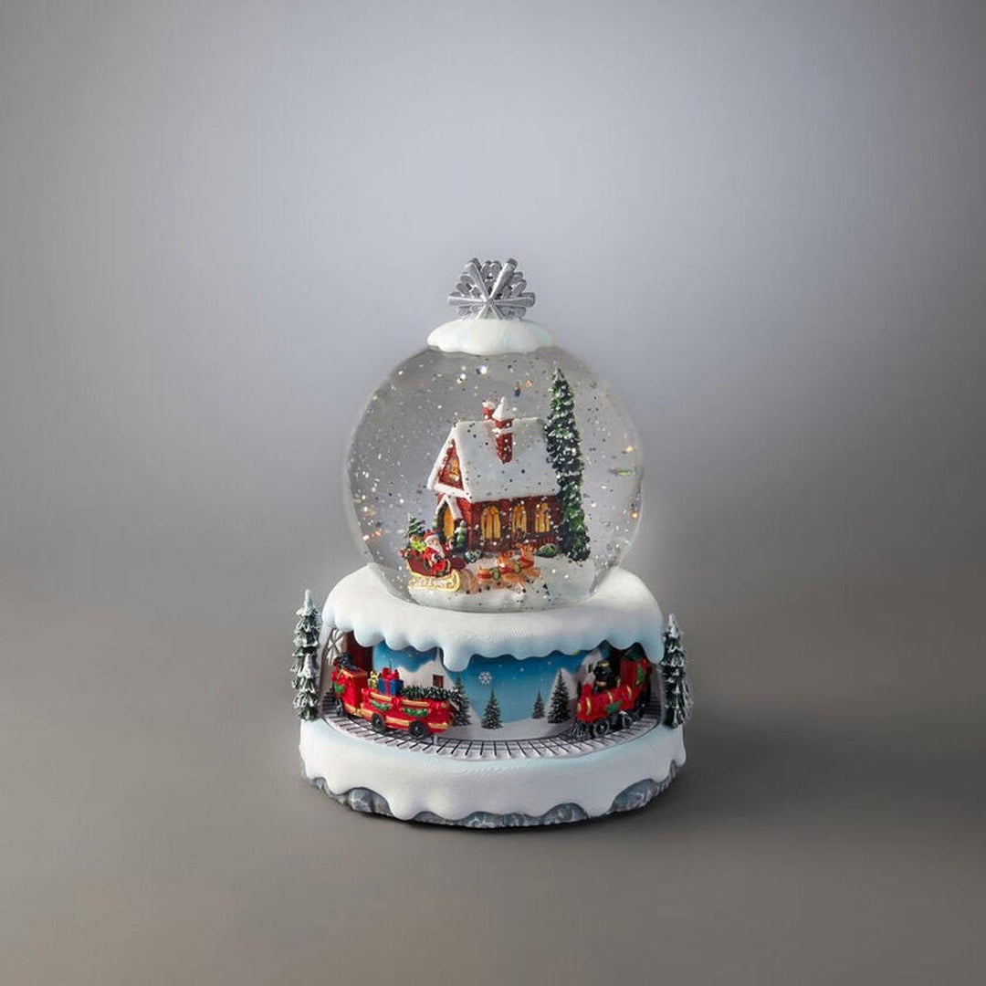 Vannlykt med nisse, roterende tog og musikk-Julebelysning dekor og pynt-Konstsmide-Hvit-4324-000-Lightup.no