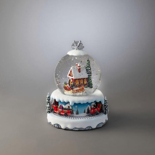 Vannlykt med nisse, roterende tog og musikk-Julebelysning dekor og pynt-Konstsmide-Hvit-4324-000-Lightup.no
