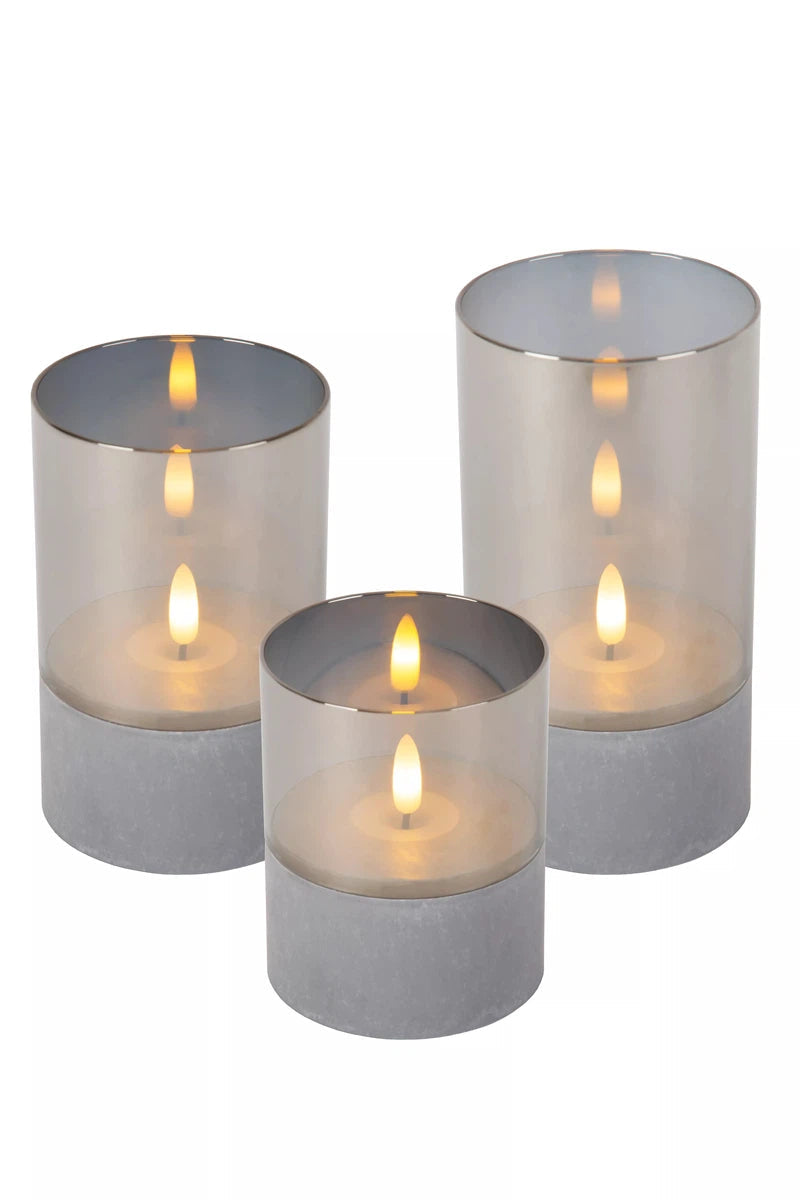 Velas bordlampe stearinlys batteridrevet - 3 pakning-Bordlamper-Lucide-Grå-LC13500/03/65-Lightup.no