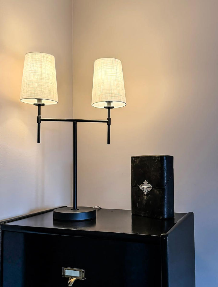 Verbier bordlampe 2-arm-Bordlamper-Aneta Lighting-Svart / Hvit-28086-15-01-Lightup.no