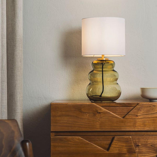 Vigra bordlampe med hvit skjerm-Bordlamper-Hadeland Glassverk-Grønn-Svart-Hak__240-205-1004-11-Lightup.no