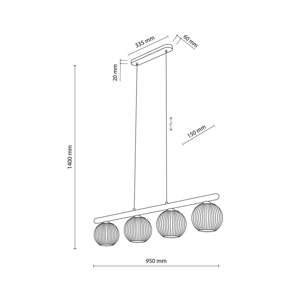 Virlo takpendel 4 lys-Takpendler-TK Lighting-Tre/Hvit-TK-11080-Lightup.no